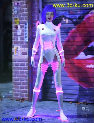 3D打印模型Cyber Neon Catsuit for Genesis 8 Female(s)的图片