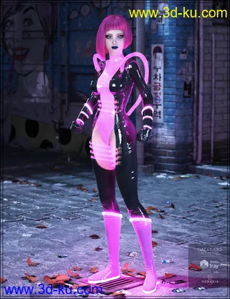 3D打印模型Cyber Neon Catsuit for Genesis 8 Female(s)的图片
