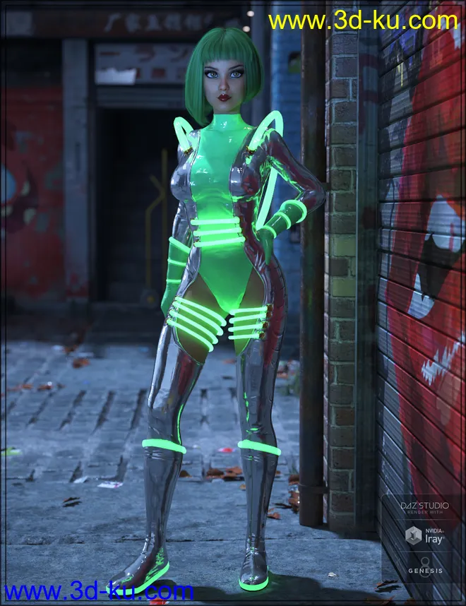 Cyber Neon Catsuit for Genesis 8 Female(s)模型的图片6