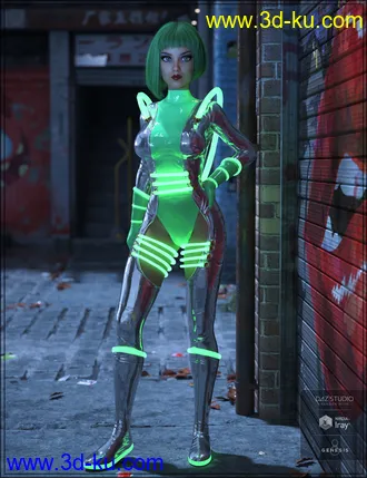 3D打印模型Cyber Neon Catsuit for Genesis 8 Female(s)的图片