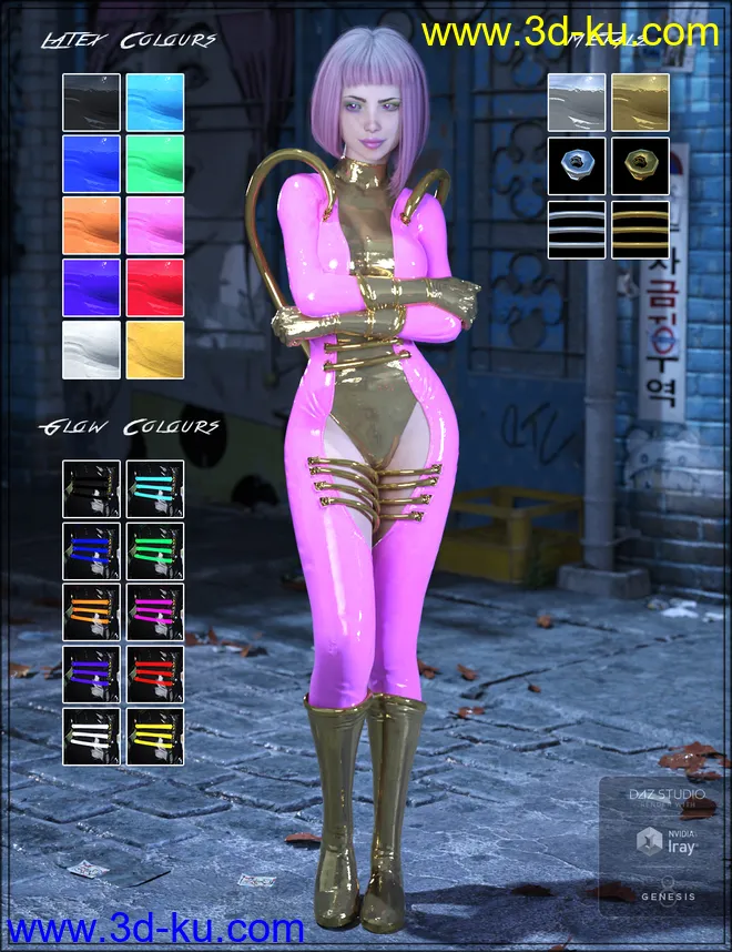 Cyber Neon Catsuit for Genesis 8 Female(s)模型的图片7
