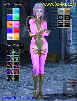 3D打印模型Cyber Neon Catsuit for Genesis 8 Female(s)的图片