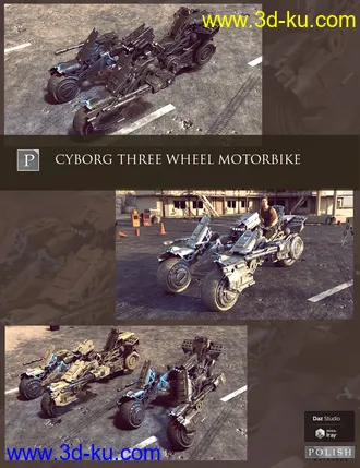 3D打印模型Cyborg Three Wheel Motorbike的图片