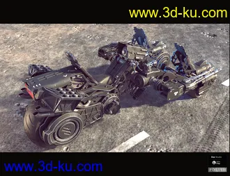 3D打印模型Cyborg Three Wheel Motorbike的图片