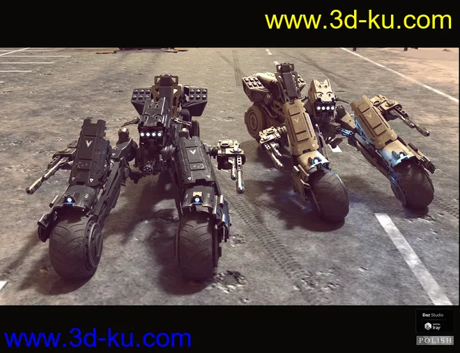 Cyborg Three Wheel Motorbike模型的图片5