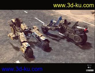 3D打印模型Cyborg Three Wheel Motorbike的图片