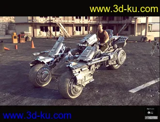 3D打印模型Cyborg Three Wheel Motorbike的图片