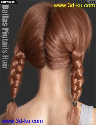 3D打印模型Dallas Pigtails Hair for Genesis 3 and 8 Female(s)的图片