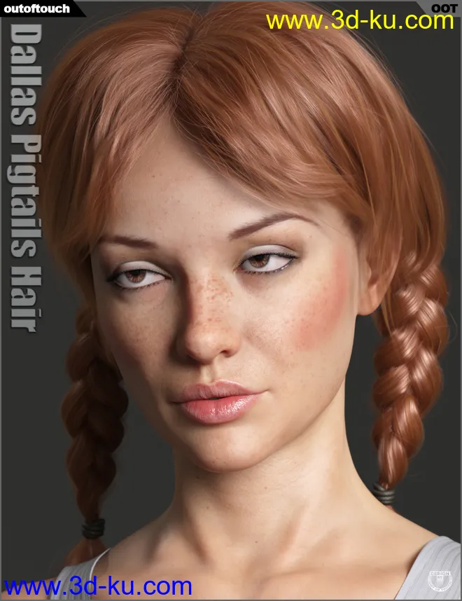 Dallas Pigtails Hair for Genesis 3 and 8 Female(s)模型的图片5