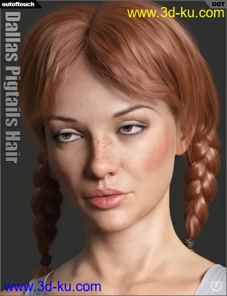 3D打印模型Dallas Pigtails Hair for Genesis 3 and 8 Female(s)的图片