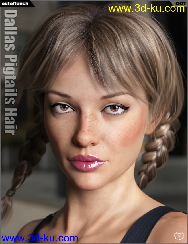 Dallas Pigtails Hair for Genesis 3 and 8 Female(s)模型的图片6