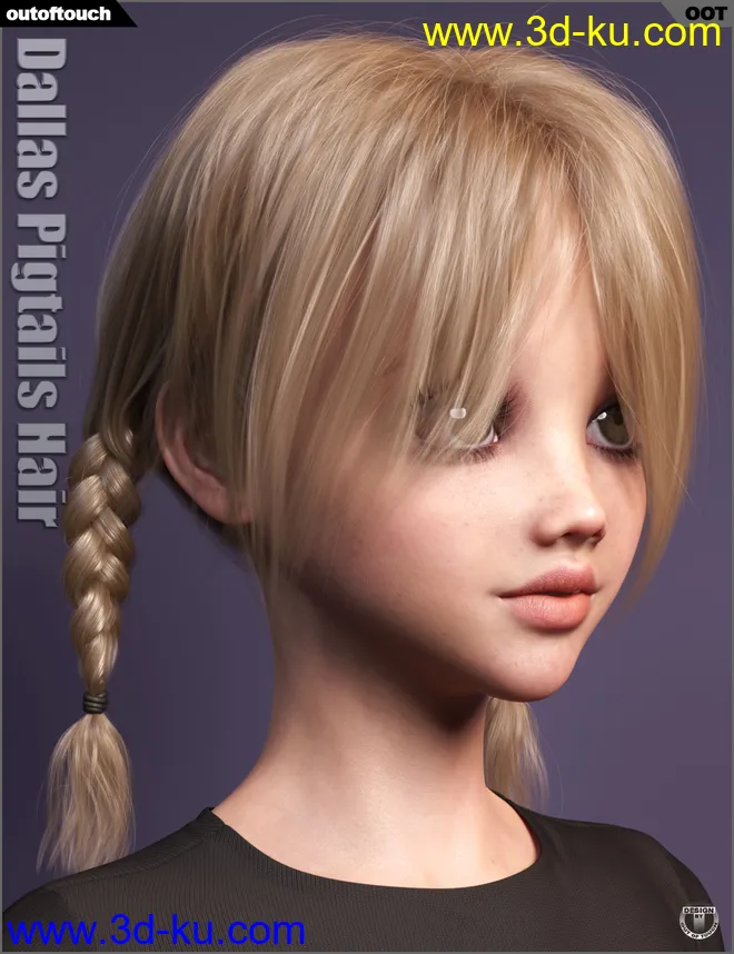 Dallas Pigtails Hair for Genesis 3 and 8 Female(s)模型的图片11