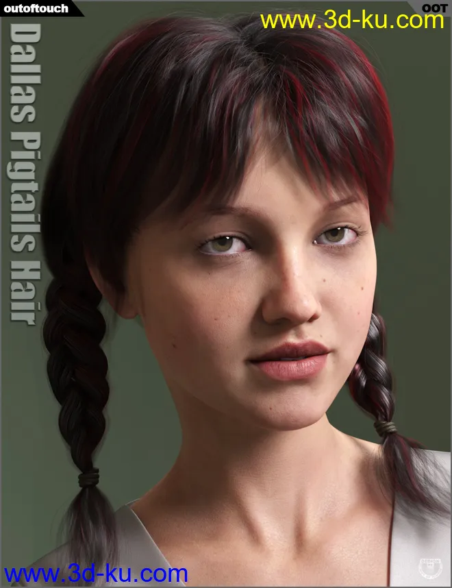 Dallas Pigtails Hair for Genesis 3 and 8 Female(s)模型的图片13
