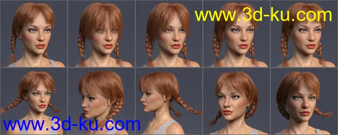 Dallas Pigtails Hair for Genesis 3 and 8 Female(s)模型的图片14