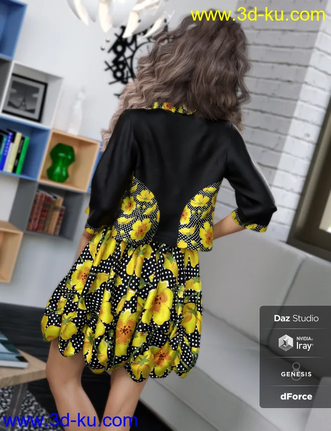 dForce Boho Boutique Bubble Dress for Genesis 8 Female(s)模型的图片3