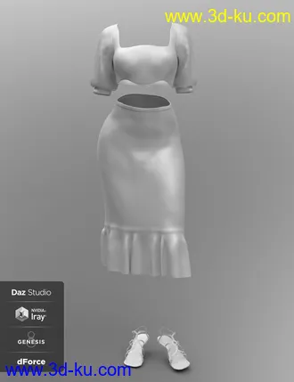 3D打印模型dForce Boho Ruffle Dress for Genesis 8 Female(s)的图片