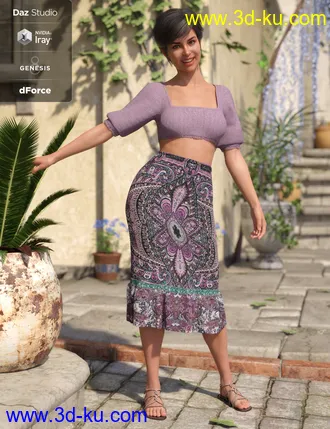 3D打印模型dForce Boho Ruffle Dress for Genesis 8 Female(s)的图片