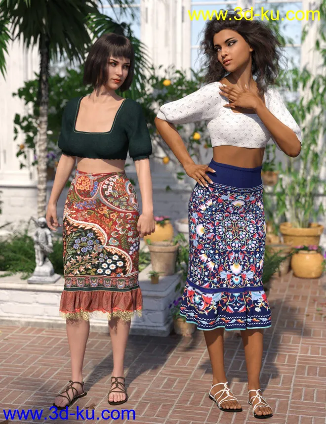 dForce Boho Ruffle Dress Textures模型的图片1