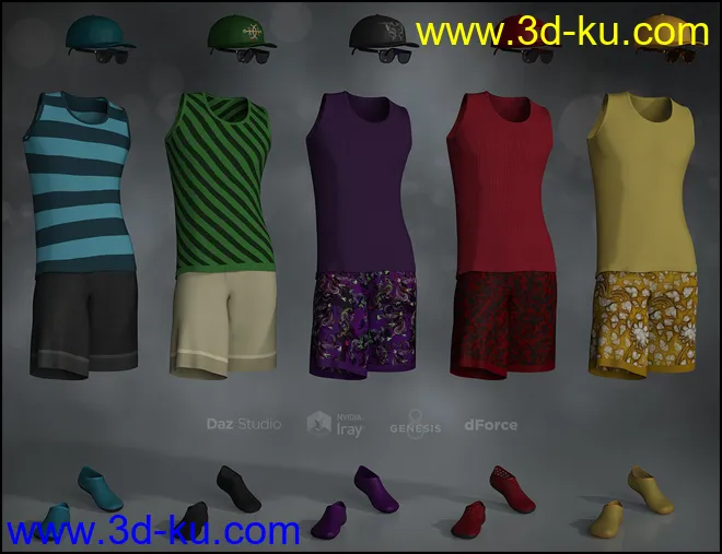 dForce Boys in the Sun Outfit for Genesis 8 Male(s)模型的图片6