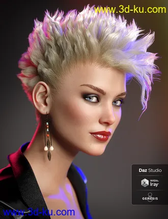 3D打印模型dForce C1 Spiky Hair for Genesis 3 and 8的图片