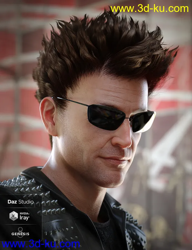 dForce C1 Spiky Hair for Genesis 3 and 8模型的图片2