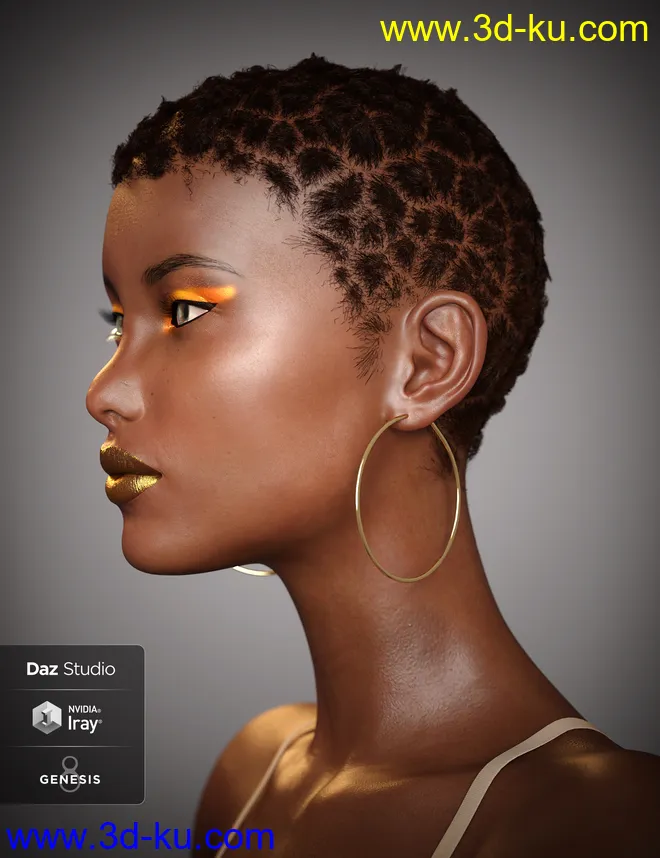 dForce C1 Spiky Hair for Genesis 3 and 8模型的图片3