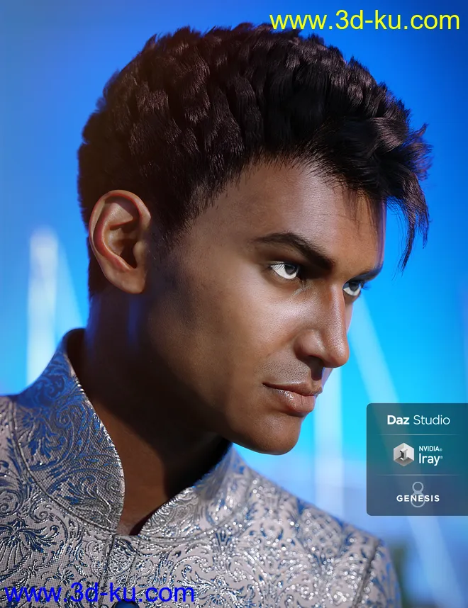 dForce C1 Spiky Hair for Genesis 3 and 8模型的图片4