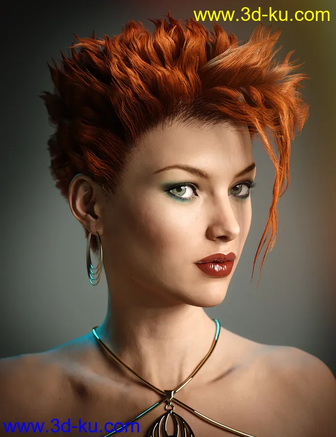 dForce C1 Spiky Hair for Genesis 3 and 8模型的图片9