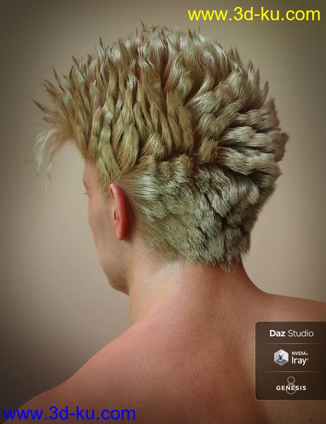 dForce C1 Spiky Hair for Genesis 3 and 8模型的图片10