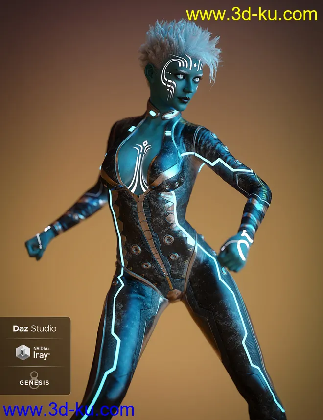 dForce C1 Spiky Hair for Genesis 3 and 8模型的图片11
