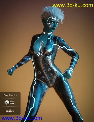 3D打印模型dForce C1 Spiky Hair for Genesis 3 and 8的图片