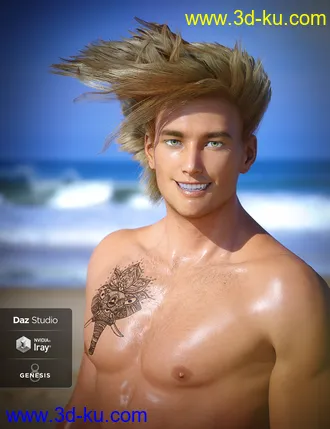 3D打印模型dForce C1 Spiky Hair for Genesis 3 and 8的图片
