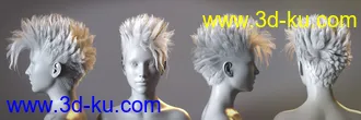3D打印模型dForce C1 Spiky Hair for Genesis 3 and 8的图片