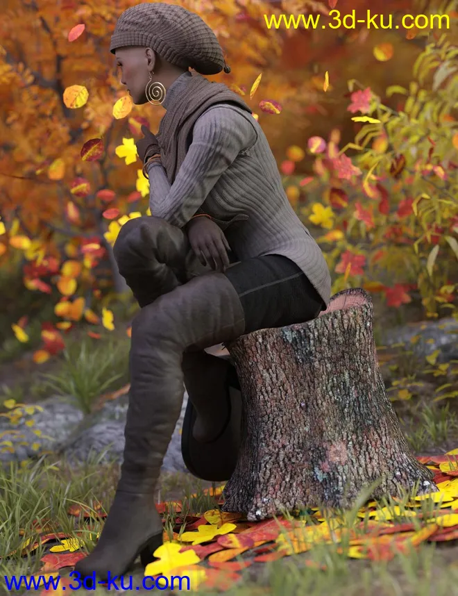 dForce Casual Autumn Outfit for Genesis 8 Female(s)模型的图片2