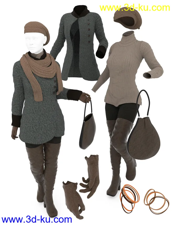 dForce Casual Autumn Outfit for Genesis 8 Female(s)模型的图片9
