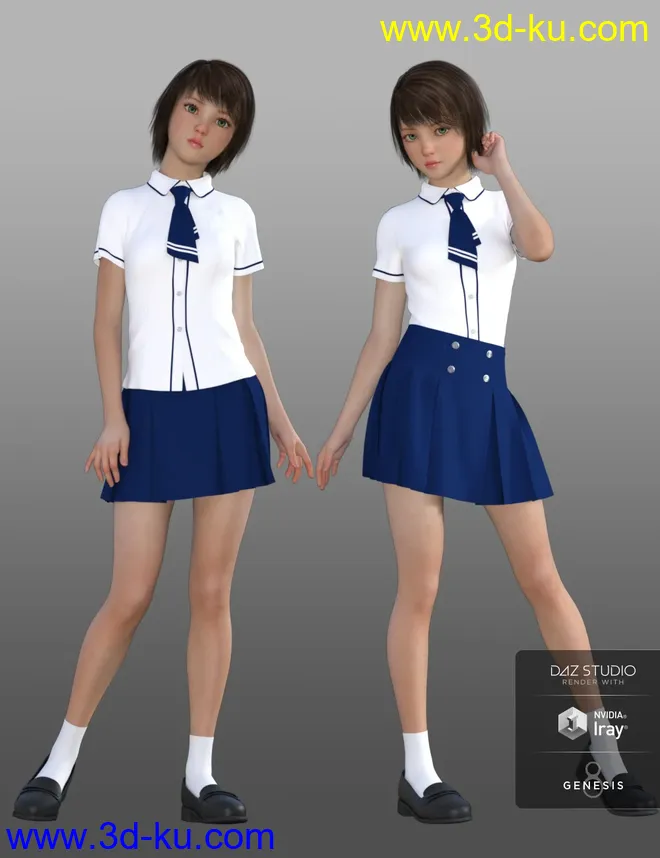 dForce CB School Uniforms for Genesis 8 Female(s)模型的图片1