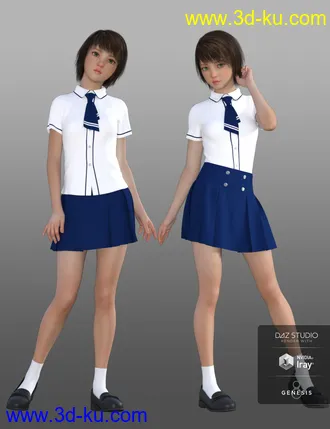 3D打印模型dForce CB School Uniforms for Genesis 8 Female(s)的图片