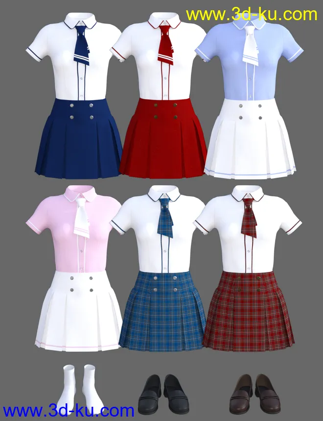 dForce CB School Uniforms for Genesis 8 Female(s)模型的图片7