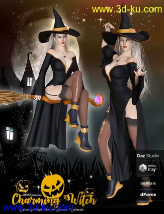 3D打印模型dForce Charming Witch Outfit for Genesis 8 Female(s)的图片