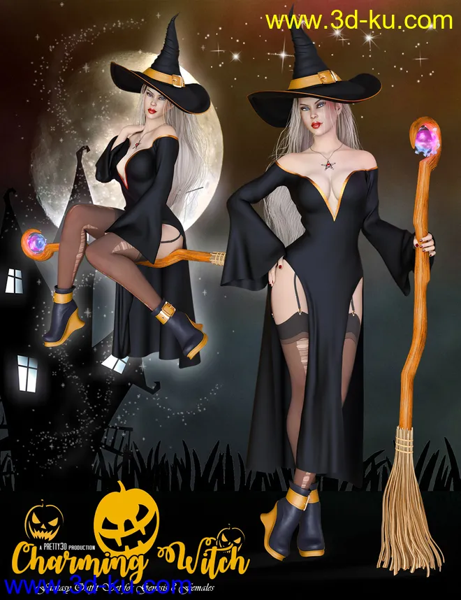 dForce Charming Witch Outfit for Genesis 8 Female(s)模型的图片3