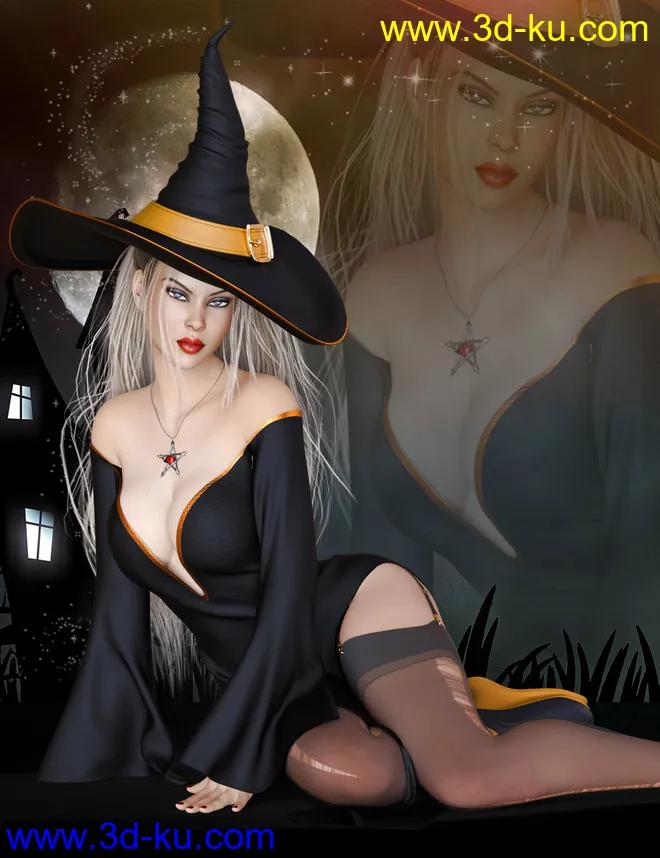 dForce Charming Witch Outfit for Genesis 8 Female(s)模型的图片4