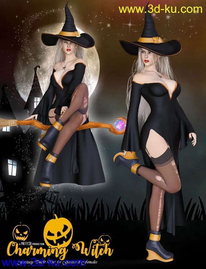 dForce Charming Witch Outfit for Genesis 8 Female(s)模型的图片5