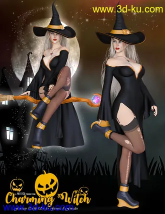 3D打印模型dForce Charming Witch Outfit for Genesis 8 Female(s)的图片