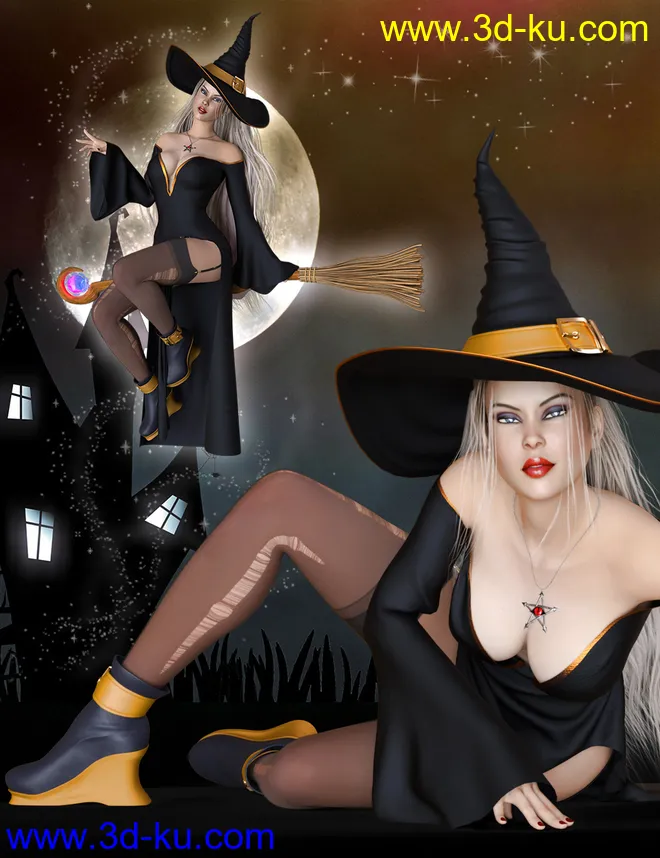 dForce Charming Witch Outfit for Genesis 8 Female(s)模型的图片6