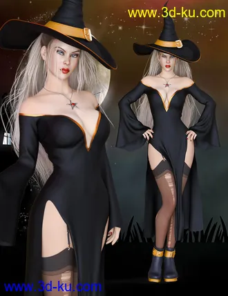 3D打印模型dForce Charming Witch Outfit for Genesis 8 Female(s)的图片