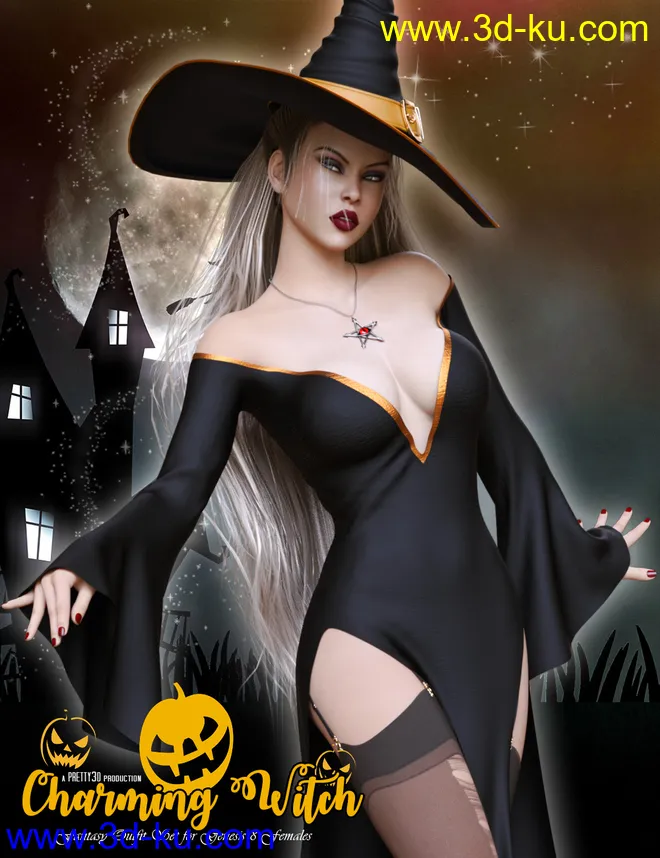 dForce Charming Witch Outfit for Genesis 8 Female(s)模型的图片9
