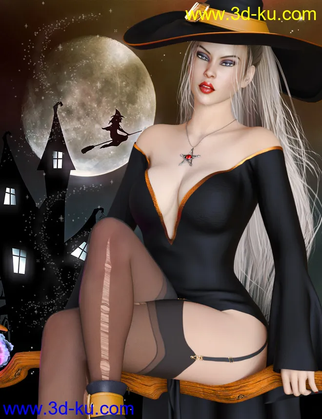 dForce Charming Witch Outfit for Genesis 8 Female(s)模型的图片11