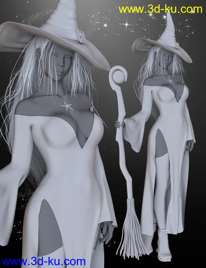 dForce Charming Witch Outfit for Genesis 8 Female(s)模型的图片13