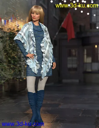3D打印模型dForce Collection 02 - Winter Dress & Cape for Genesis 8 Female(s)的图片