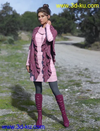 3D打印模型dForce Collection 02 - Winter Dress & Cape for Genesis 8 Female(s)的图片